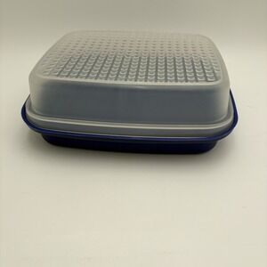 Vintage Tupperware Blue Season N Serve Meat Veggie Marinade Container Large